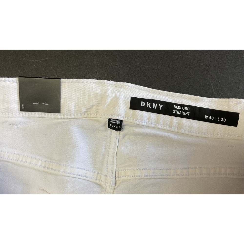NWT! Men's DKNY White Bedford Jeans Straight Stretch Painters - W40 x L30 - Picture 3 of 8